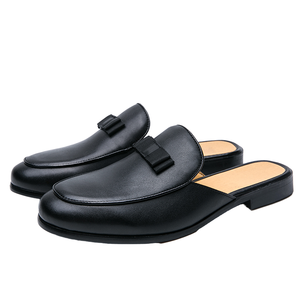 Chaussures décontractées pour hommes en cuir PU noir, mocassins légers à enfiler pour l'été, l'automne et l'hiver - Product Image 1