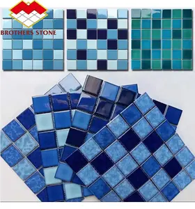 Farben Keramik Schwimmbad Fliesen für Hotel Pool Ice Crack Square Mix Blau Porzellan Schwimmbad Mosaik