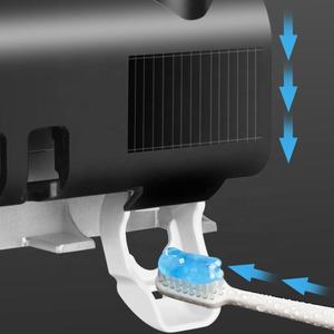 Juego de soporte para cepillos de dientes, organizador de pared de energía Solar, soporte para cepillos de dientes negro <span class=keywords><strong>sin</strong></span> perforación, soporte para cepillos de dientes UV para la familia - Product Image 4