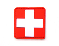 Parches de moral de PVC de goma con cruz roja y cierre de gancho y bucle para uniformes de EMT, paramédicos, rescate médico y equipo táctico