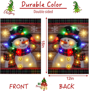 12x18 дюймов, двусторонний Рождественский флаг снеговика, Солнечная светодиодная подсветка, уличные рождественские садовые украшения, тканевый материал - Product Image 2