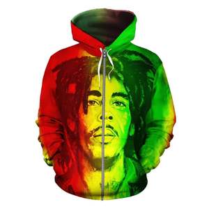 Marley – sweat à capuche zippé personnalisé pour homme et femme, pull à imprimé de couleurs mélangées, rouge, vert, 2022 - Product Image 3