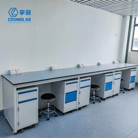 Mesa de Laboratorio con Estructura en H de Acero Resistente, Montaje en Pared o Suelo, Encimera de Resina Fenólica, Uso en Escuelas y Hospitales, Resistente a Ácidos y Álcalis, con Certificación CE