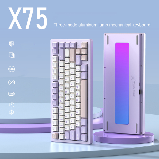 Attack Shark X75 Aluminum Mechanical Keyboard Customized RGB Wireless BT Three Mode Pure CNC Mechanical Keyboard
