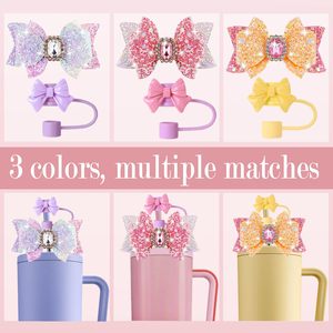 ฝาครอบหลอดดูดซิลิโคนแบบใช้ซ้ำได้ ลายโบว์ผูกโบว์ สำหรับตกแต่งแก้วน้ำ ขนาด 30 และ 40 ออนซ์ - Product Image 4