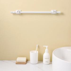 Telescopic Curtain Rod White Painted No Drilling Bathroom Kitchen Use Cylinder Shape Support Frame - Product Image 2