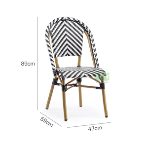 Ghế xếp ngoài trời kiểu Pháp bằng kim loại và mây nhựa (E3007) dùng cho nhà hàng, quán ăn - Product Image 2