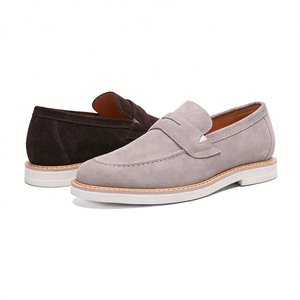 Best Selling Fashion Grey Casual <b>Shoes</b> for <b>Men</b> Genuine Cow Suede Leather Loafers Versatile Flats - Product Image 2