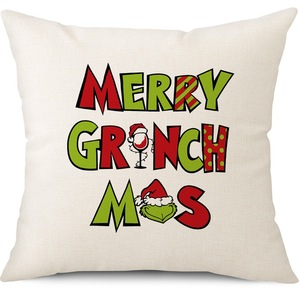 2023 decorazione natalizia <span class=keywords><strong>Grinch</strong></span> 100% fodera per cuscino in poliestere 45*45 federa per la vigilia di natale - Product Image 3
