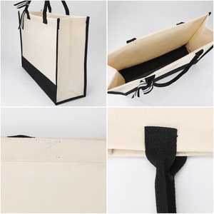 Custom Printed Canvas Tote <b>Bag</b> with Black Trim and <b>Long</b> Handles - Product Image 5