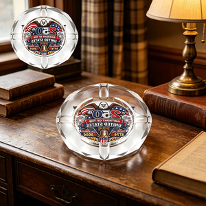 Cendrier en cristal pour le 250e anniversaire de l'indépendance des États-Unis, cendrier rond en verre imprimé Aigle Américain pour la décoration de la fête du 4 juillet - Product Image 4