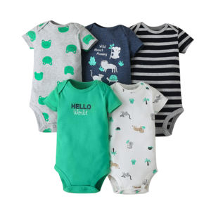 Combinaison d'été unisexe pour bébé, ensemble de 5 bodys, vente en gros de vêtements pour enfants - Product Image 1