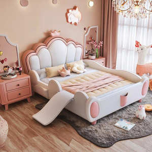 Hiện Đại Sang Trọng Đồ Nội Thất Phòng Ngủ Mềm Nếu-Bao Bao Bao Giường Nữ Hoàng Kích Thước Trẻ Em Giường Đôi Với Khung Trượt Cô Gái Màu Hồng Màu Xanh Chàng Trai Thiết Kế - Product Image 1