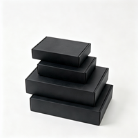 Boîte à courrier aérien rigide recyclable noire avec fermeture magnétique, en carton ondulé robuste, pour emballage cadeau de bijoux, personnalisable en petite série avec logo
