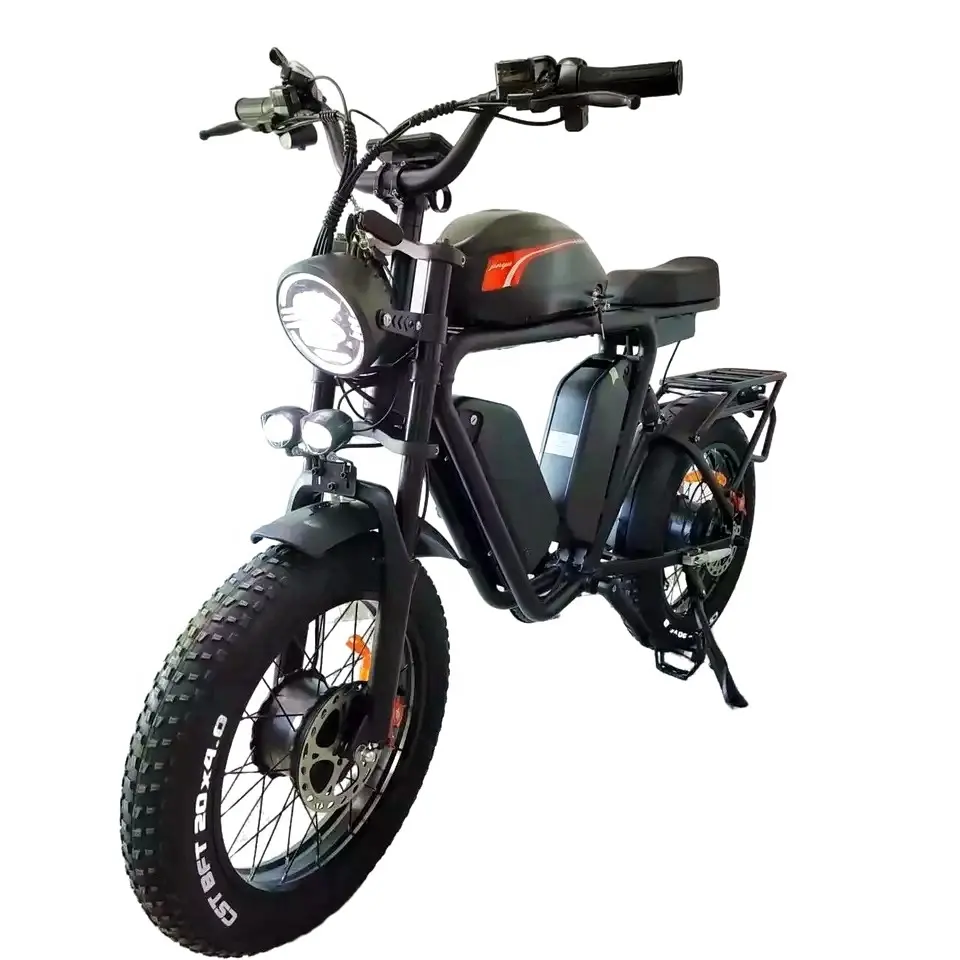 52V elektrikli bisiklet yo-lin Ebike 70Ah üçlü pil tam süspansiyon yağı fren uzun menzilli 2000W çift motorlu yağ lastik elektrikli bisiklet