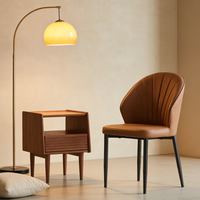 Chaise de salle à manger portable de luxe moderne et contemporaine, revêtement en cuir PU, dossier plissé, pieds en métal, pour hôtel, salle à manger, maison