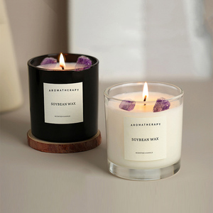 2025 nouveau Design pierre précieuse spirituelle maison produits d'aromathérapie Chakra bougie parfumée avec cristaux d'améthyste - Product Image 1
