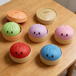 Juguete Blandito de Dumpling al Vapor con Caja Vaporera, Juguete Antiestrés de Rebote, Pelota Sensorial para Aliviar el Estrés para Adultos - Product Image 1