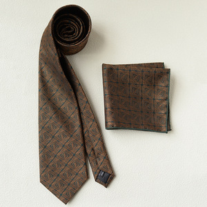 Cravate à motif floral rétro pour homme, tenue formelle professionnelle, cravate en polyester et soie jacquard avec pochette de costume - Product Image 3