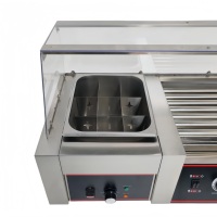 Machine à griller les hot-dogs et les saucisses 2-en-1 en acier inoxydable 220V pour usage commercial, avec 9 grilles et 7 rouleaux