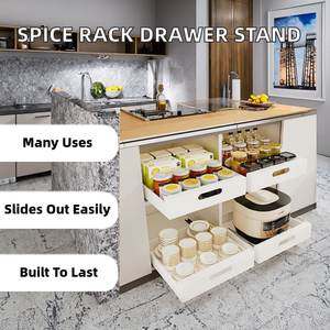 New Design <b>White</b> Metal Vent Pull-Out Folding Cabinet Organizer-Expandable Slide-Out Drawer Heavy-Duty Spice <b>Storage</b> <b>Shelf</b> - Product Image 5