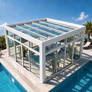 <span class=keywords><strong>Solarium</strong></span> à cadre en aluminium blanc avec portes coulissantes Easy Glide pour cabane en bois de montagne - Product Image 4