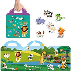 Eco friendly Crianças Atividade adesivo para crianças DIY PUZZLE Brinquedos 13 Designs Gift reutilizável Sticker Book