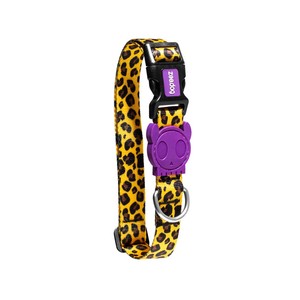 Collier pour animaux de compagnie Zeez, imprimé léopard, jaune et violet, boucle réglable, accessoire pour chat et chien - Product Image 1