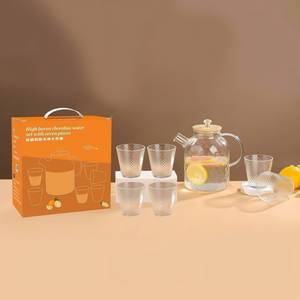 Juego de Agua de 5 Piezas de Vidrio de Borosilicato Alto con Jarra y Vasos - Cristalería Transparente para Cocina, Comedor y Uso Doméstico - Product Image 1