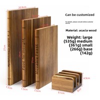 Set Papan Potong Kayu Akasia Tiga Bagian Dua Sisi yang Dapat Disesuaikan, Model Buku, Hiasan Dapur Kreatif