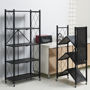 Bán Chạy Nhất Tại Trung Quốc Lưu Trữ Nhà Có Thể Gập Lại Nhà Bếp Hiển Thị Giá Kệ Với Bánh Xe Nhà Bếp Organizer Kệ - Product Image 1