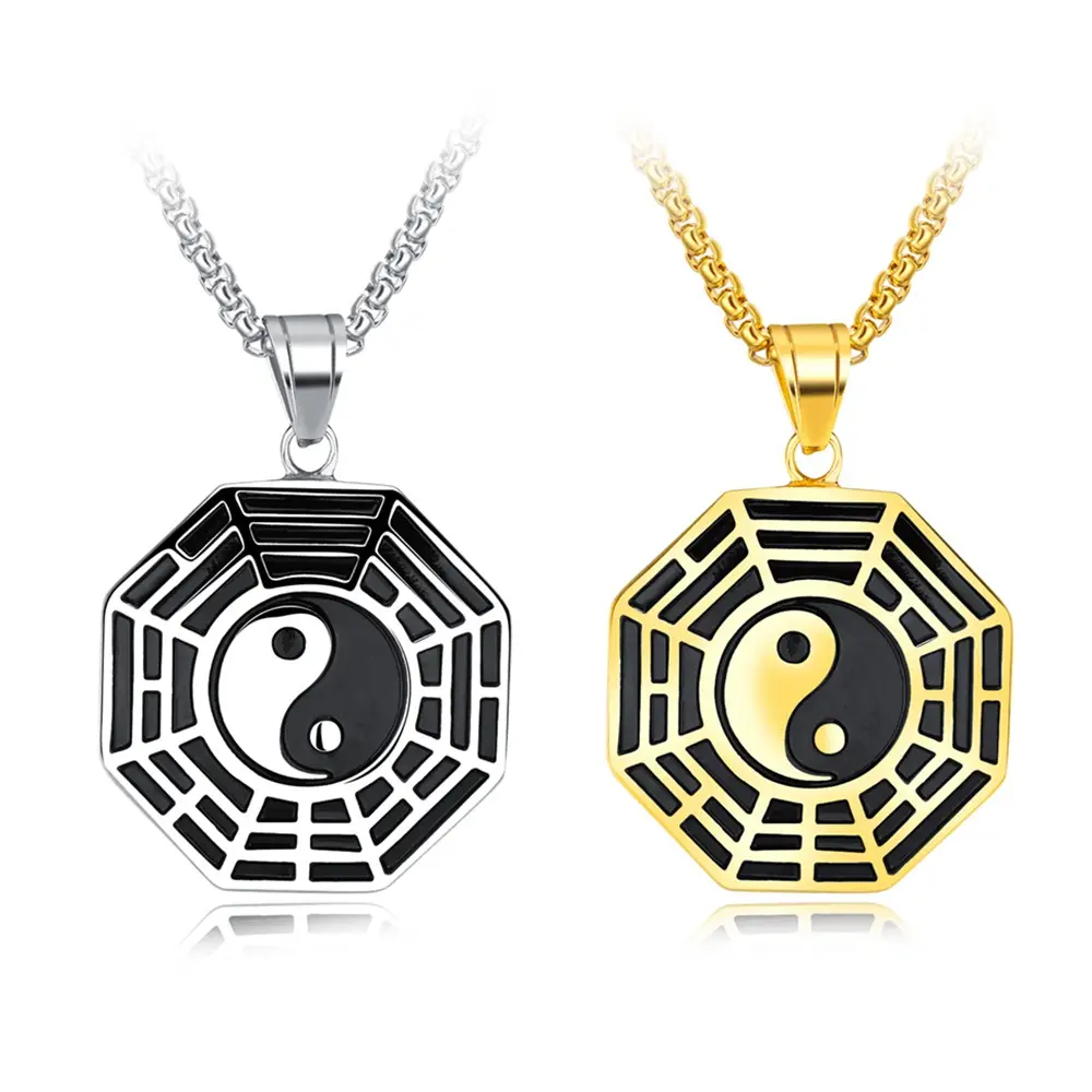 Collar creativo Retro especial de acero inoxidable para hombre, amuletos tailandeses de Marvel Yin Yang