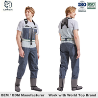 Cuissardes de pêche et de chasse unisexes en nylon respirant à 4 couches avec fermeture éclair frontale, imperméables, personnalisables OEM