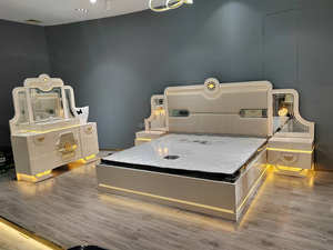 सुरुचिपूर्ण हल्के हल्के हेडबोर्ड बेडरूम फर्नीचर सेट घर फर्नीचर इनडोर बेडरूम सेट - Product Image 2