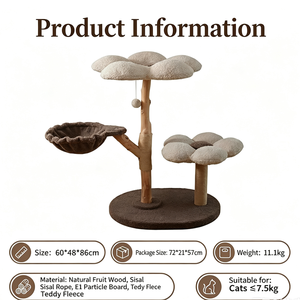 Arbre à chat d'exportation avec griffoir en sisal, grande plateforme, espace de jeu pour chatons et zone de saut, direct usine - Product Image 2