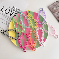 Cordon anti-perte pour téléphone, pendentif court pour clés, perles rondes mates colorées, chaîne de poignet pour femme, cordon de téléphone portable