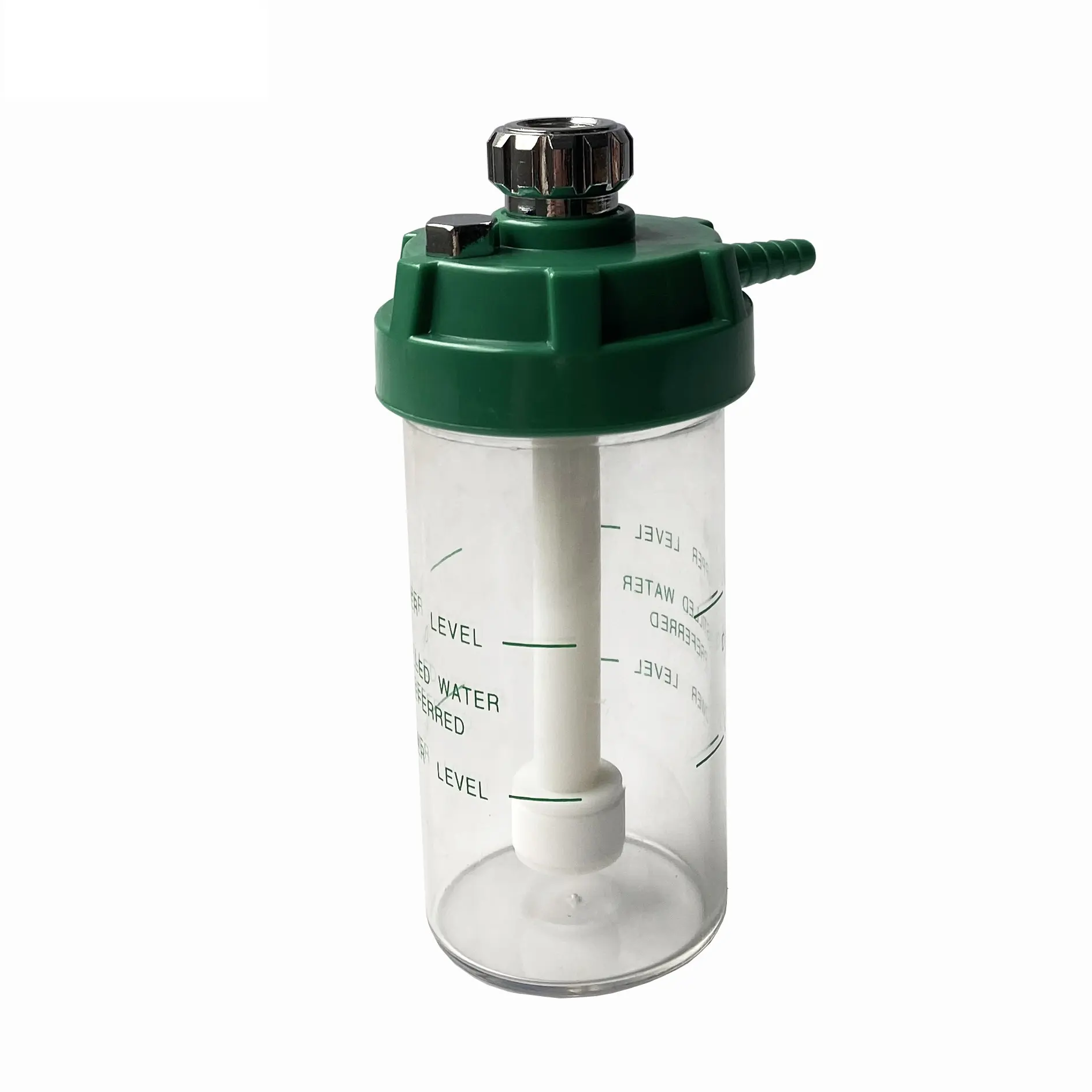 Botella de humidificador de oxígeno esterilizable en autoclave médica humidificador de burbujas para terapia de oxígeno