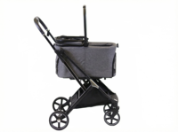 Chariot de transport pliable de luxe pour animaux de compagnie, imperméable, pliable d'une seule main, en tissu Oxford, à quatre roues, pour chiens et chats