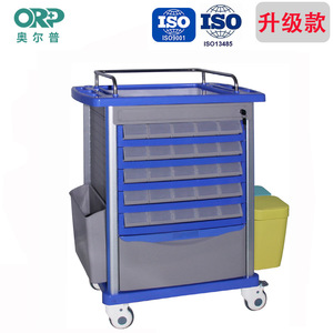 Vente directe d'usine de chariots d'urgence silencieux en ABS pour les salles médicales, avec tiroirs multi-compartiments double face et - Product Image 5