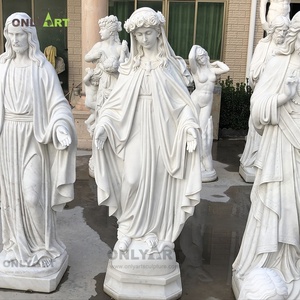 Statuette <span class=keywords><strong>de</strong></span> la vierge marie en pierre sculptée, Statue religieuse, antique et chrétien, blanc, marbre, idéal pour cadeau - Product Image 1