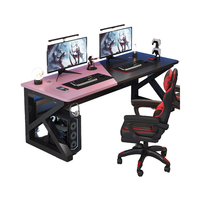 Bureau moderne double en fibre de carbone pour les sports électroniques Fonction LED comprenant un ensemble de chaises pour les jeux Bureau Chambre à coucher Métal durable