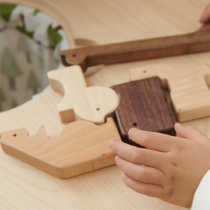Set di Puzzle in Legno a Forma di Animali Runwood, Gioco Educativo <span class=keywords><strong>Montessori</strong></span> Ecologico Personalizzato, Set Regalo di Giocattoli in Legno <span class=keywords><strong>Montessori</strong></span> con Scatola - Product Image 2