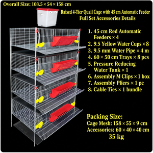 Nouvelle cage en treillis métallique galvanisé de type H avec système d'alimentation et d'abreuvement pour oiseaux (cailles) – Capacité 5 et 6 niveaux - Product Image 6