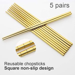 Palillos Chinos, Japoneses y Coreanos Personalizados de Acero Inoxidable Dorado con Logotipo Grabado con Láser - Product Image 6