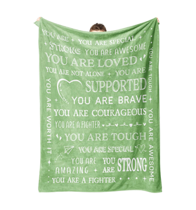 Plaid en polaire tricoté 100 % polyester personnalisé pour femme, motif animal 'Get Well Soon', motif joyeux, couleur unie - Product Image 1