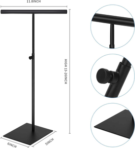 Espositore Boutique Regolabile in Altezza, Stand in Metallo a Doppio Gancio per Borse, Espositore a T per Gioielli, Supporto per Esposizione al Dettaglio - Product Image 4
