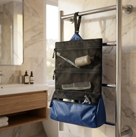 Trousse de Toilette Suspendue de Voyage, Organisateur de Kit de Lavage à 3 Compartiments en Maille Ripstop, Portable pour Maquillage, Douche, Cosmétiques, Salle de Bain, Camping avec Crochet
