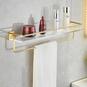 Mesa de acrílico de luxo com prateleira, suporte para toalha do banheiro para parede, mesa de armazenamento sem perfurador para lavar - Product Image 3