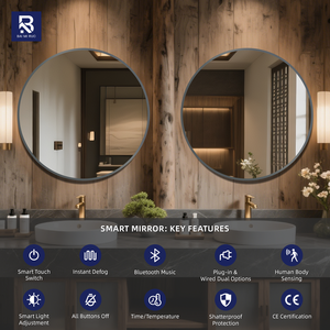 Specchio da Parete Decorativo Rotondo Moderno di Grandi Dimensioni per Hotel, Specchio Ultra-Chiaro Antiesplosione Ecologico Ideale per Soggiorno - Product Image 2