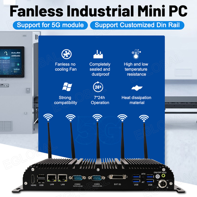 EGLOBAL Embedded Industrial Computer for Bus System Intel N100 2COM 2lan DDR4 SSD+HDD 4G Module Mini PC in Stock